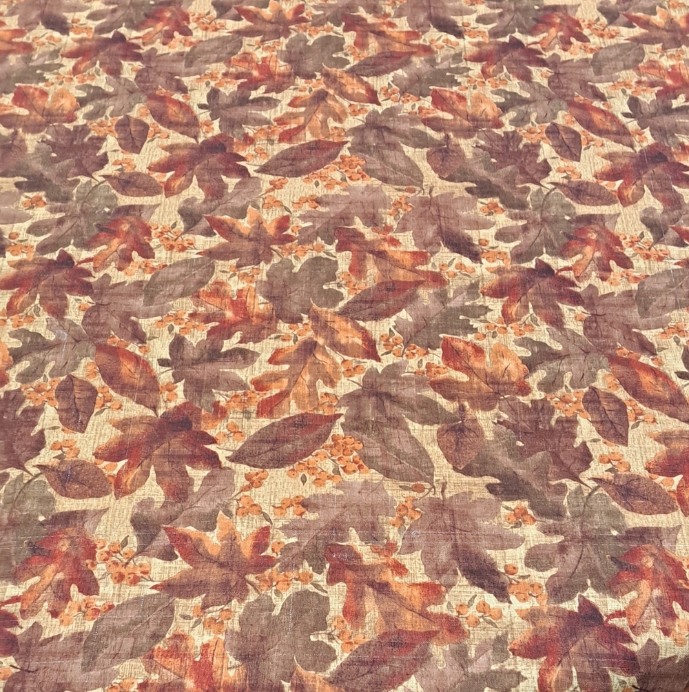 Vintage 90s Victorian Autumn Leaves Fall Thanksgiving Tablecloth.